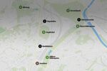 Die Ansicht zeigt eine Karte von der Entwicklungsfläche Rosenstein in der einfachen Ansicht. Einige Orientierungspunkte sind darauf gesetzt - so wie es in der Online-Anwendung zu sehen ist.